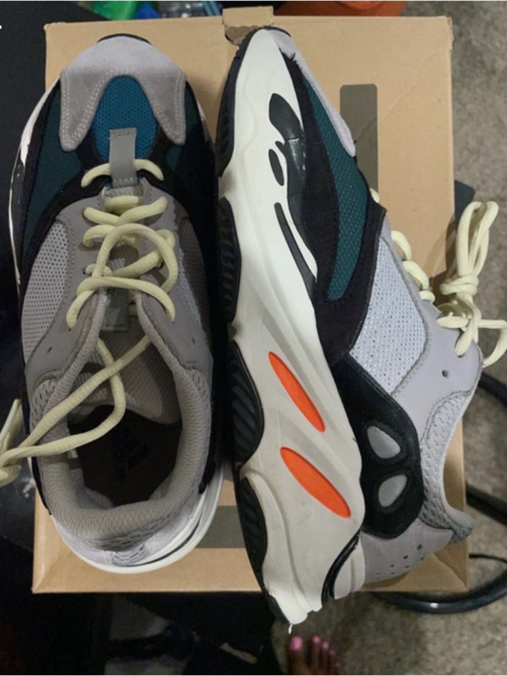 Yeezy Kids Sneakers in Gray, Blue, Black & Cream - Picture 6 of 12